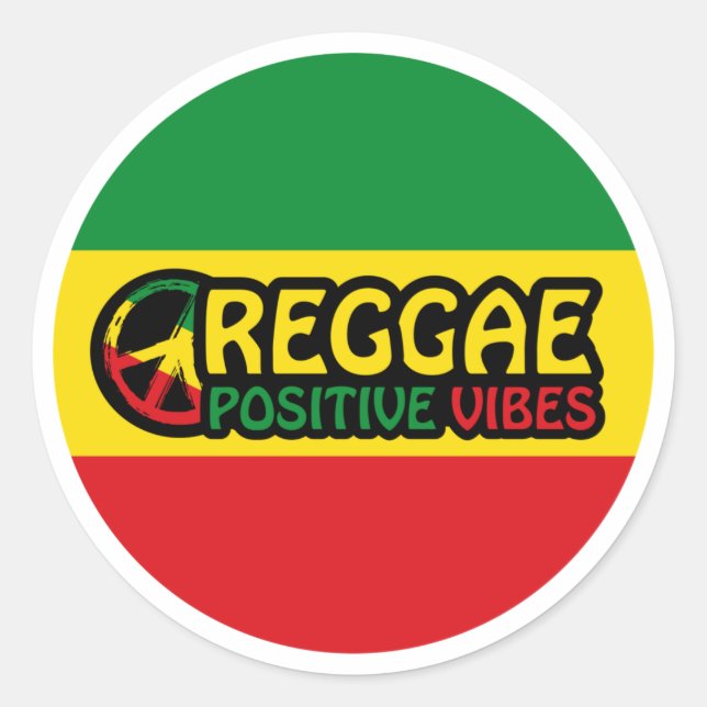 Reggae Music with positive vibes and reggae flag Runder Aufkleber (Vorderseite)