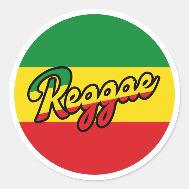 Reggae Music with reggae flag colors Runder Aufkleber (Vorderseite)