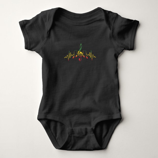 Reggae Musical Notes Jamaica Rastafari Music Baby Strampler (Vorderseite)