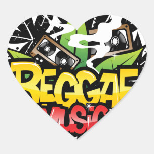 Reggae-Musik Herz-Aufkleber