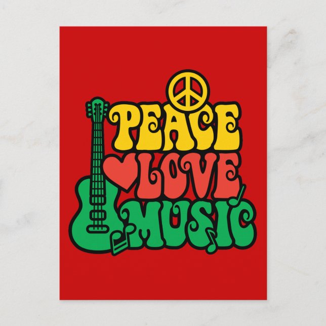 Reggae Peace Liebe Music Postkarte (Vorderseite)