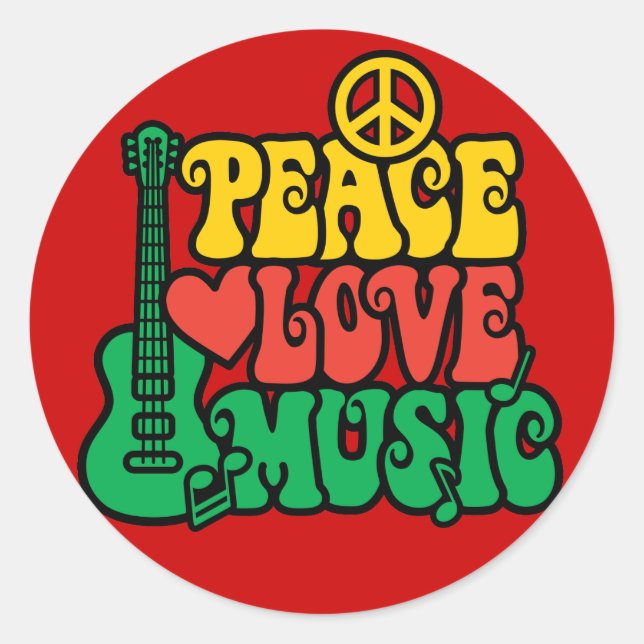 Reggae Peace Liebe Music Runder Aufkleber (Vorderseite)