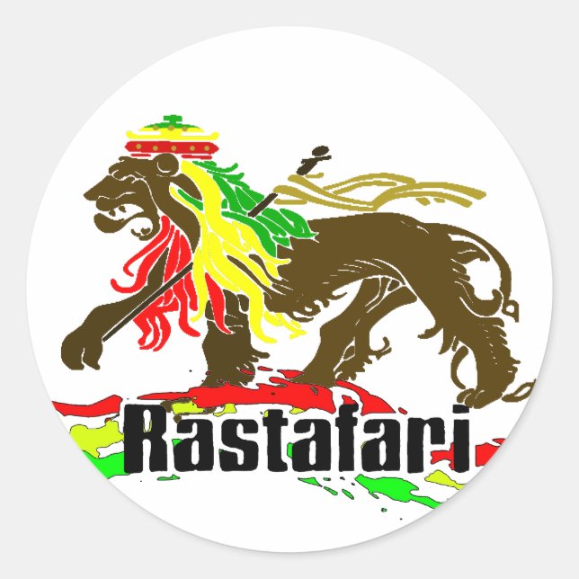 Reggae Rasta Iron, Lion, Zion 2 Runder Aufkleber (Vorderseite)