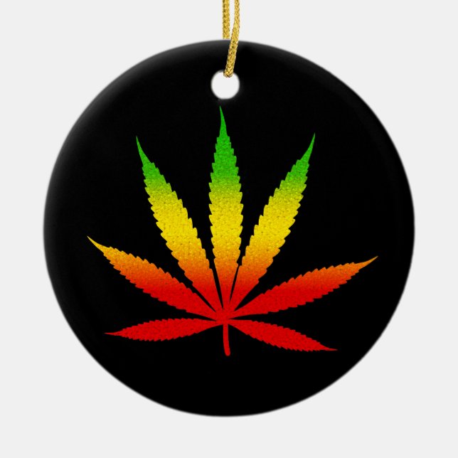 Reggae Rasta Leaf Jamaican Standard Round Ornament (Vorne)