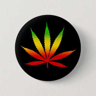 Reggae Rasta Leaf Jamaika Rundtasten Button