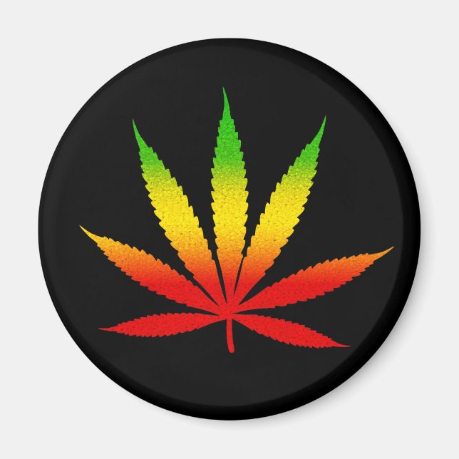 Reggae Rasta Leaf Rastafarian Round Magnete Magnet (Vorne)