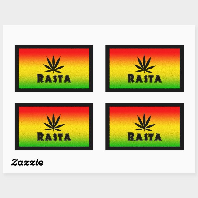 Reggae Rasta Rastafarian Leaf Rectangle Stickers (Blatt)
