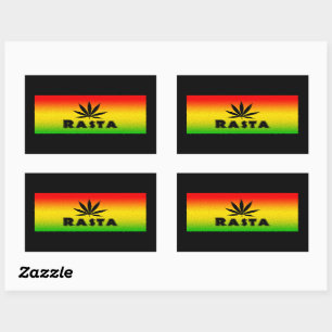 Reggae Rasta Rastafarian Leaf Rectangle Stickers