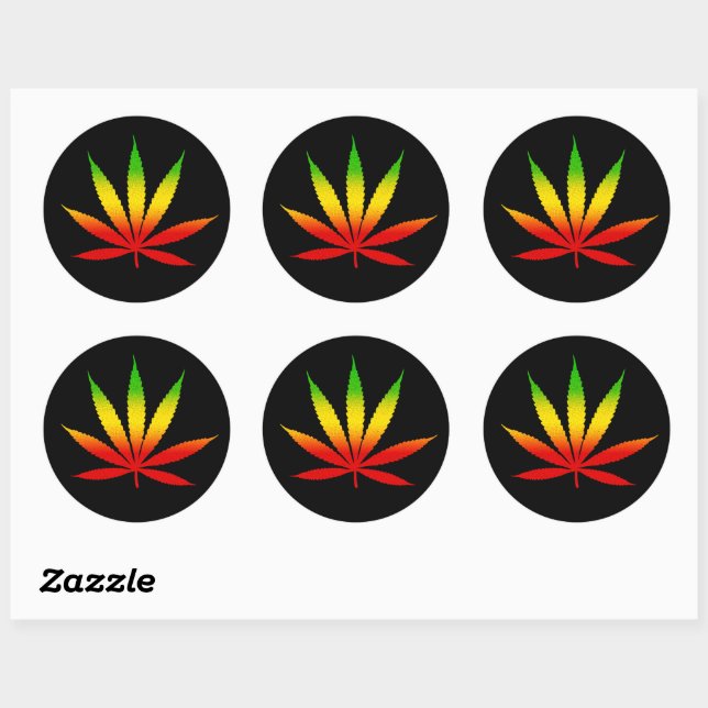 Reggae Rasta Rastafarian Leaf Round Stickers (Blatt)