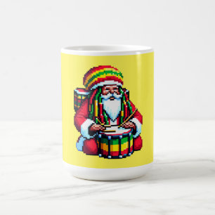 Reggae Santa Drummer - Fun Pixel Art Christmas Kaffeetasse