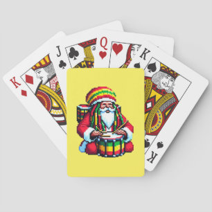 Reggae Santa Drummer - Fun Pixel Art Christmas Spielkarten