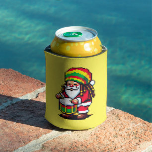 Reggae Santa Drummer Fun Pixel Art Weihnachtsmusik Dosenkühler