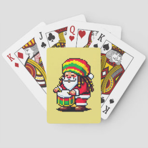 Reggae Santa Drummer Fun Pixel Art Weihnachtsmusik Spielkarten