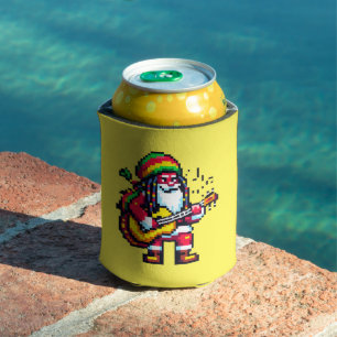 Reggae Santa Fun Pixel Art Weihnachtsmusik Design Dosenkühler