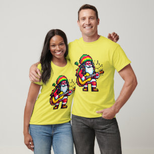 Reggae Santa Fun Pixel Art Weihnachtsmusik Design T-Shirt