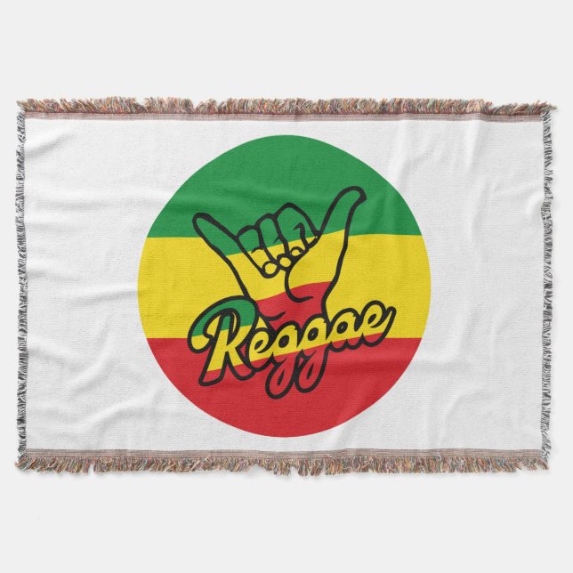 Reggae Shaka Hands mit Reggaefarben Decke (Vorderseite)