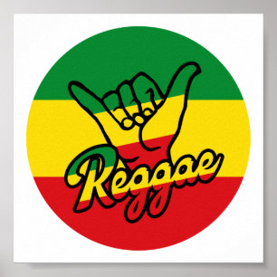 Reggae Shaka Hands mit Reggaefarben Poster