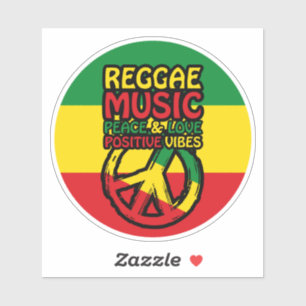 Reggae und Friedenssymbol mit positiven Zitaten Aufkleber