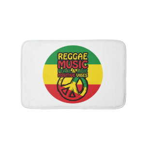 Reggae und Friedenssymbol mit positiven Zitaten Badematte