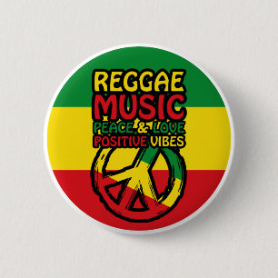 Reggae und Friedenssymbol mit positiven Zitaten Button