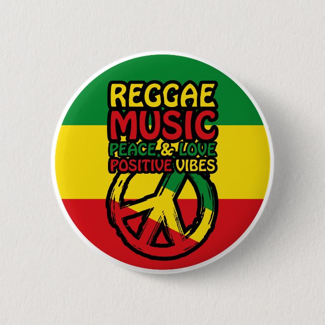 Reggae und Friedenssymbol mit positiven Zitaten Button (Vorderseite)