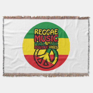 Reggae und Friedenssymbol mit positiven Zitaten Decke