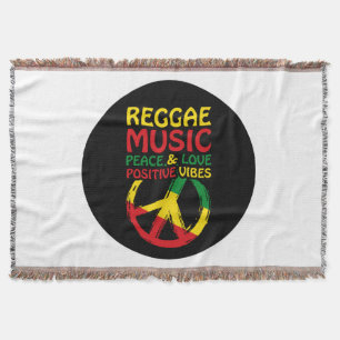 Reggae und Friedenssymbol mit positiven Zitaten Decke