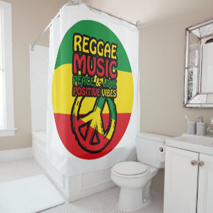 Reggae und Friedenssymbol mit positiven Zitaten Duschvorhang
