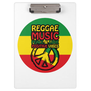 Reggae und Friedenssymbol mit positiven Zitaten Klemmbrett