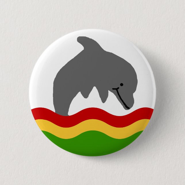 Reggaedelphinknopf Button (Vorderseite)