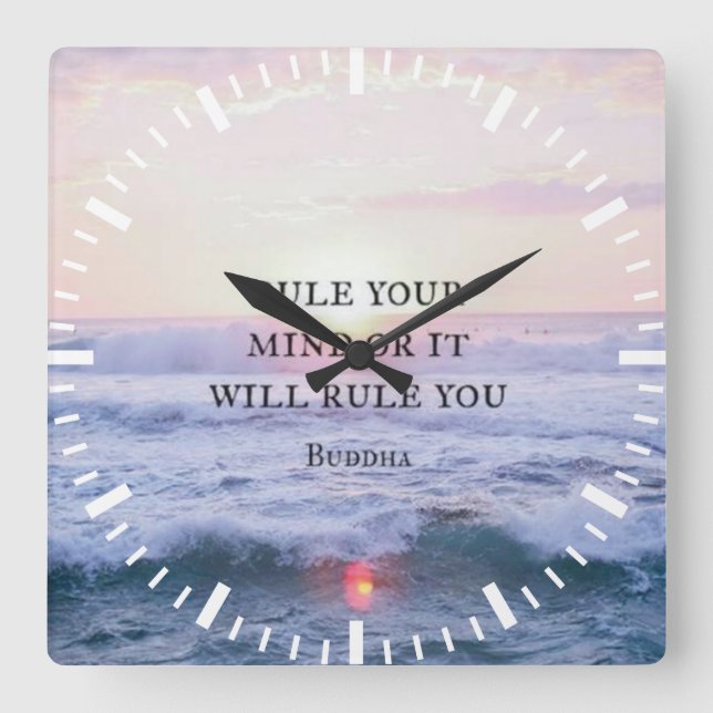 "Regieren Sie Ihren Geist oder es wird Sie regiere Quadratische Wanduhr (Vorderseite)