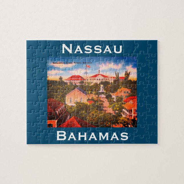 Regierungsgebäude, Nassau, Vintages Foto Bahamas (Horizontal)