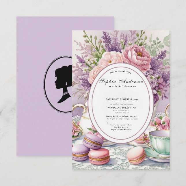 Regiezeit Florals Bridgerton Brautparty Einladung (Vorne/Hinten)