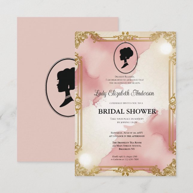 Regimezeit Florals Bridgerton Brautparty Invit Einladung (Vorne/Hinten)