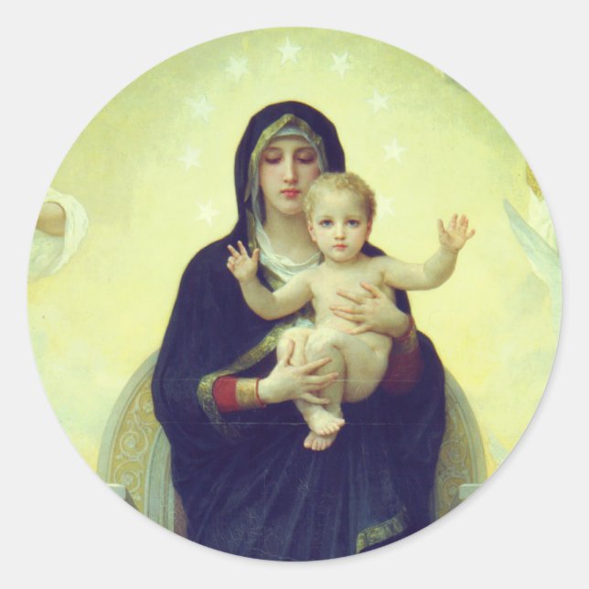 Regina Angelorum - William-Adolphe Bouguereau Runder Aufkleber (Vorderseite)