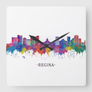 Regina Canada Skyline Quadratische Wanduhr