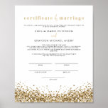 REGINA Glam Yellow Gold Eriage Certificate Poster<br><div class="desc">Dieses Heiratszertifikat beinhaltet glitzernde Imitate, gelbe goldene Sequins und ein lustiges Glam Layout. Editieren Sie einfach *most* und ändern Sie die Schriftart, um Ihre Zeremonie und den Stil des Paares zu erfüllen. Für die beste Qualität sollten Sie sicherstellen, dass Sie mattes Papier verwenden, sodass die Unterschrift nicht verschmutzt. Diese Hochzeitsurkunde...</div>