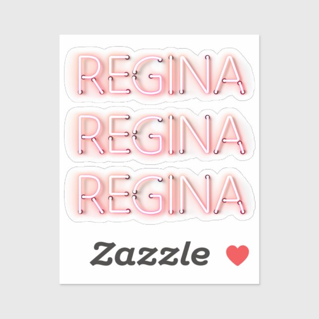 Regina Name in leuchtenden Neonbeleuchtung Neuheit Aufkleber (Blatt)