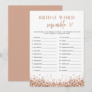REGINA Rose Gold Brautparty Word Scramble Einladung