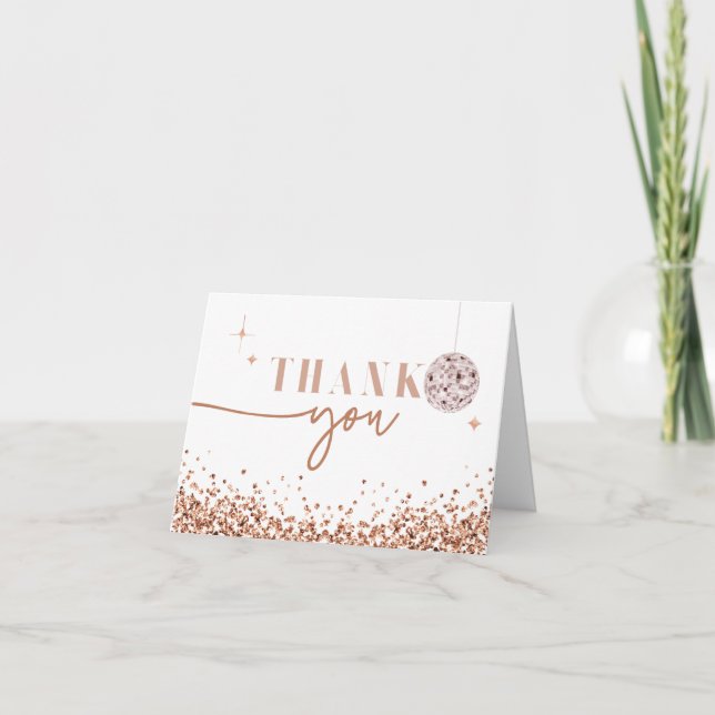 REGINA Rose Gold Sequins Disco Vielen Dank Dankeskarte (Vorderseite)