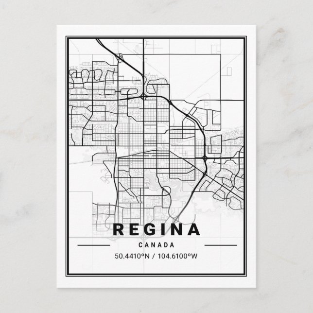 Regina Saskatchewan Carte des villes de voyage (Devant)