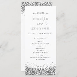 REGINA Silver Glitzer Sequins Long Wedding Program Menükarte