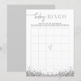 REGINA Silver Sequins Baby Duschkabine Bingo Game Einladung