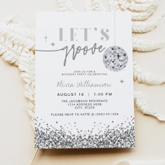 REGINA Silver Sequins Die Disco Geburtstagsparty Einladung