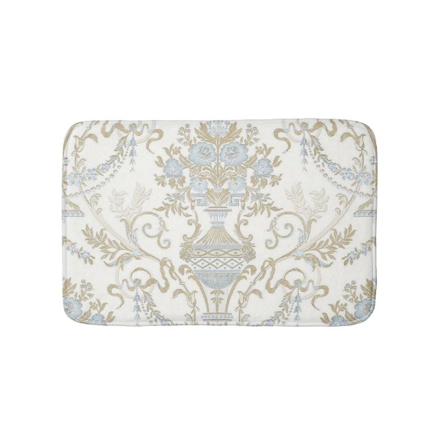 Regina White Blue Floral Badematte (Vorderseite)