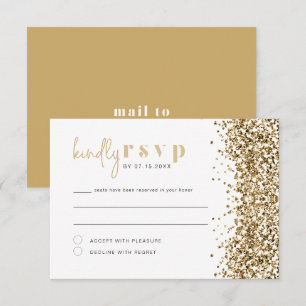 REGINA Yellow Glitzer Sequins Disco RSVP Card Einladung