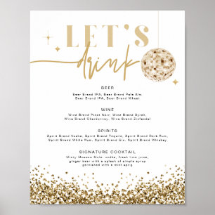 REGINA Yellow Gold Disco Let's Drink Bar Menü  Pos Poster
