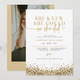 REGINA Yellow Gold Glitzer Sie hat es getan Abschl Einladung