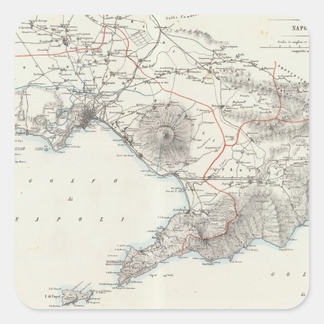 Region Neapel Italien Quadratischer Aufkleber (Vorderseite)