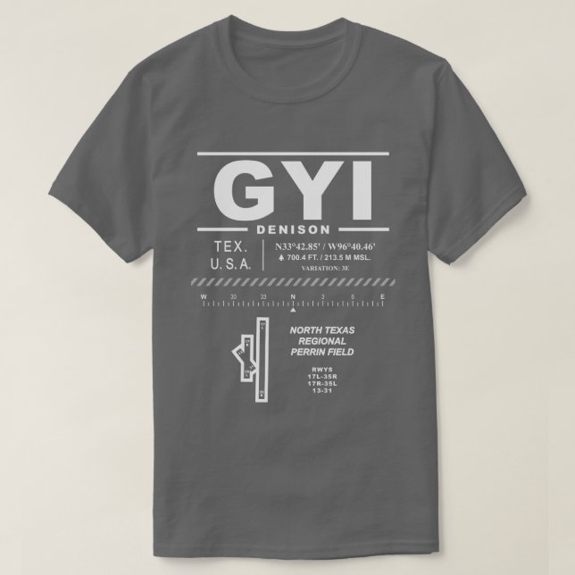 Regionalflughafen Nordtexas / Perrin Field GYI T-Shirt (Design vorne)